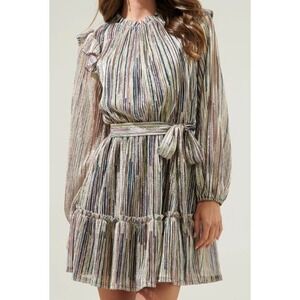 Sugarlips Metallic Mini Dress Womens‎ L Sedona Multicolor Ruffle Party Cocktail